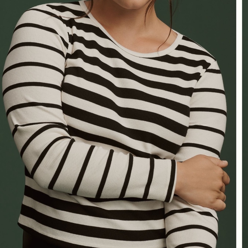 T.La Black and White Striped Blouse